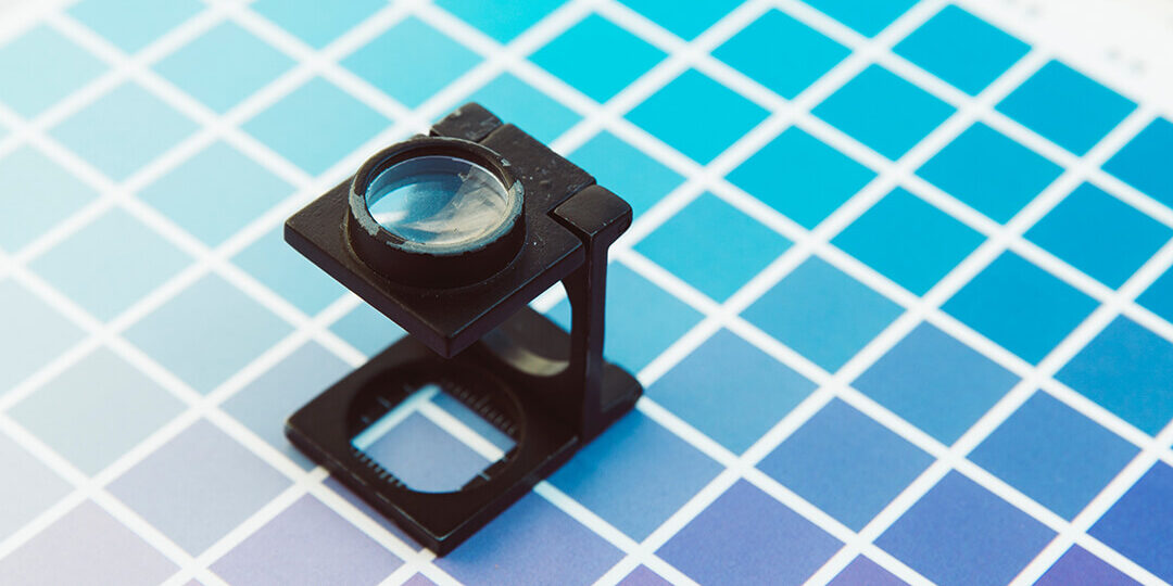 Colour swatches and loupe.